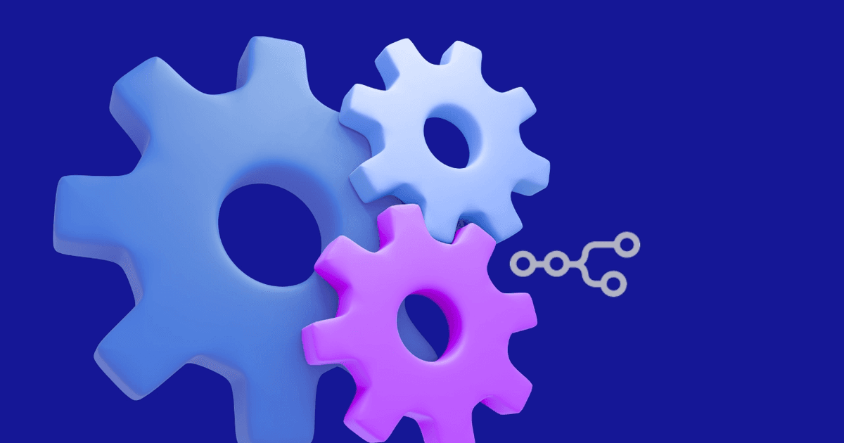 A 3D image of three interconnected gears in blue, light blue, and pink against a dark blue background. To the right, n8n logo The image represents automation, workflow, and interconnected systems.