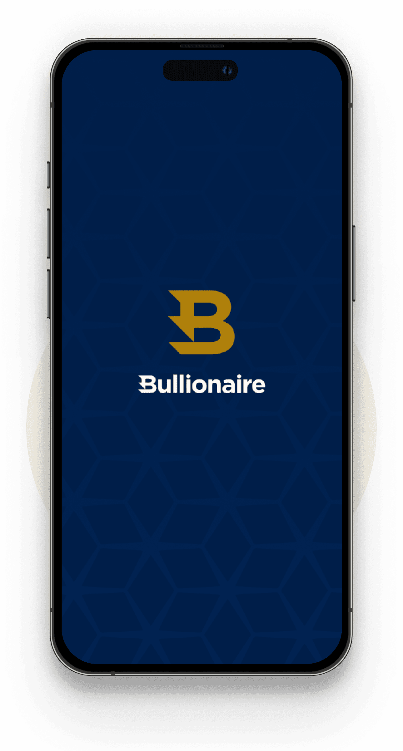 Bullionaire branded phone artwork used in the mobile application onboarding.
