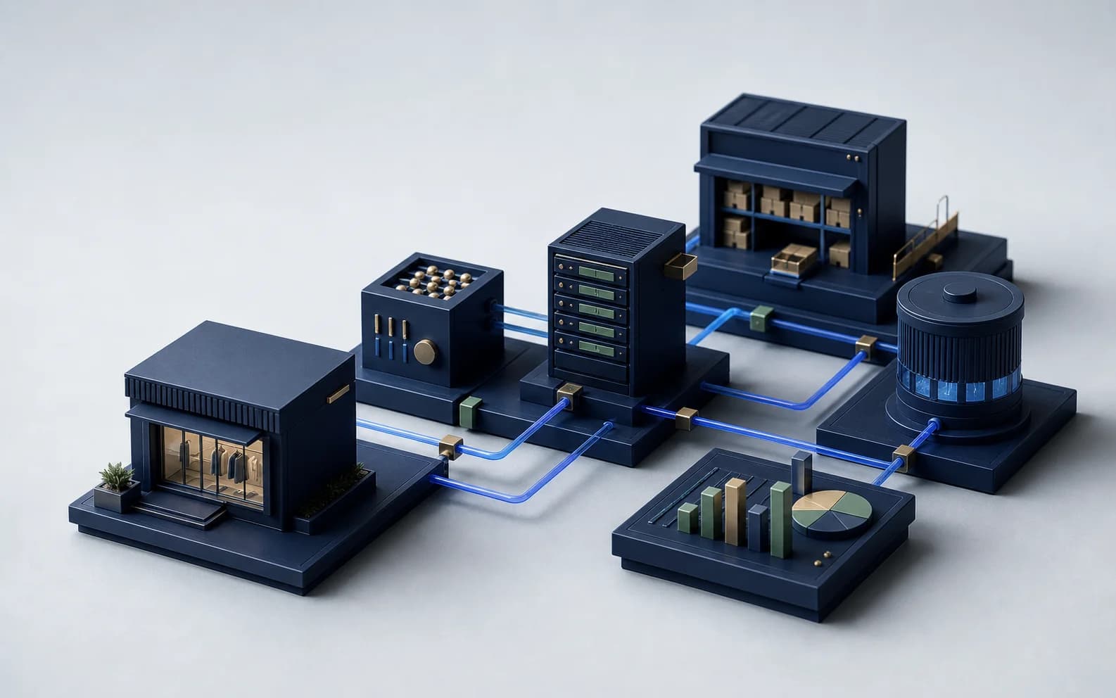 A physical model of connected commerce systems linked by cobalt signal paths
