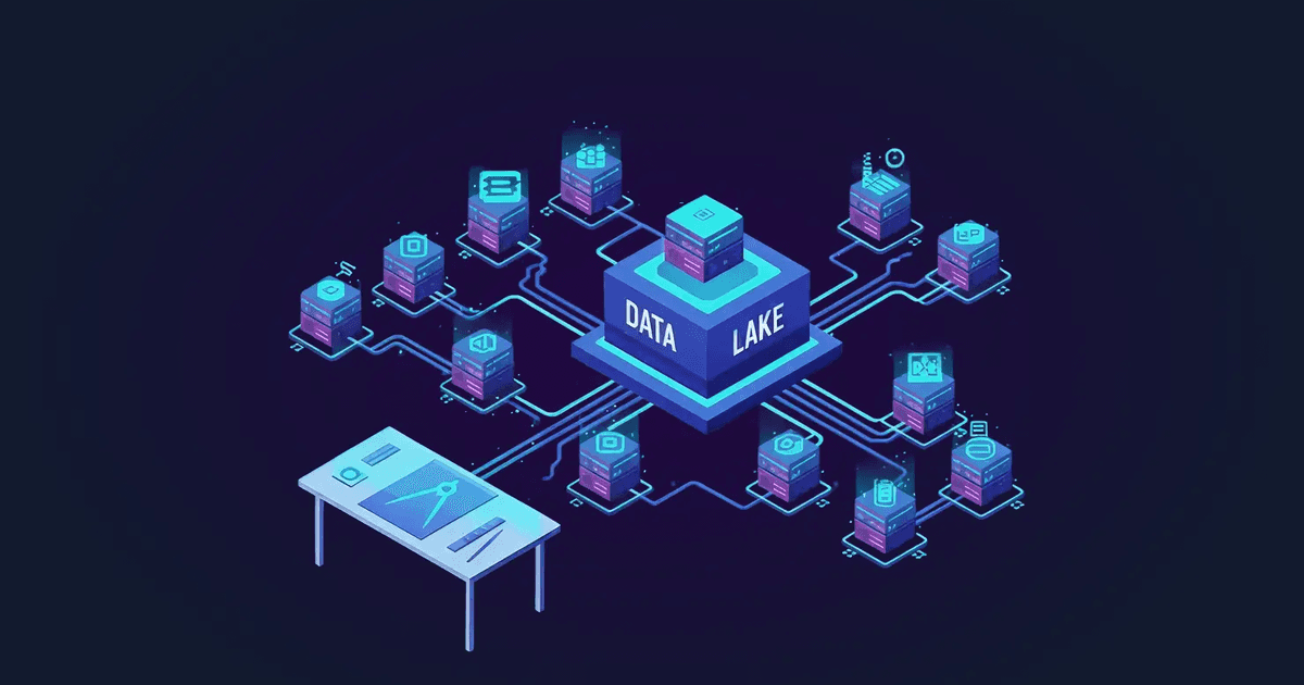 Conceptual illustration of a scalable marketing data infrastructure and first-party data lake designed for agency operations and data hygiene.