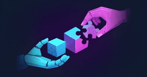 A strategic illustration representing the 2026 Build vs Buy software framework, featuring a hybrid digital architecture design in deep blue and neon colors.