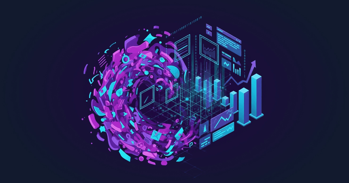 Abstract visualization of converting creative chaos into quantitative data for modern agencies.