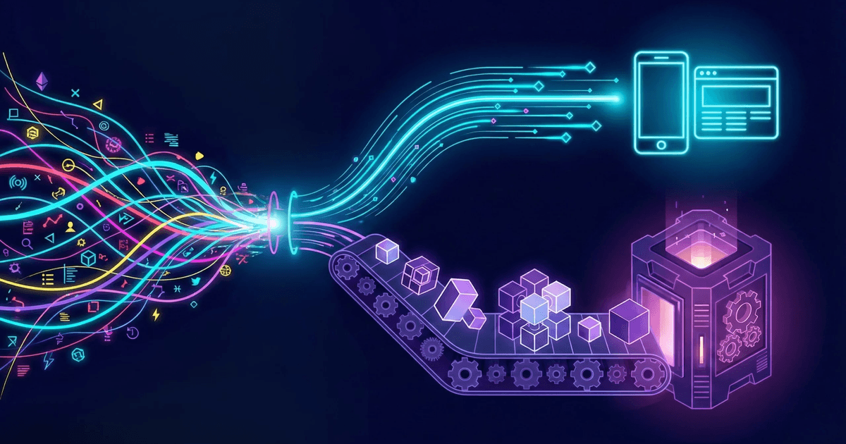 A neon vector illustration depicting the architectural separation of data workloads: a chaotic data stream splits into a high-speed electric blue path for Operational Databases (OLTP) and a heavy purple path for Data Warehouses (OLAP) to prevent production bottlenecks.