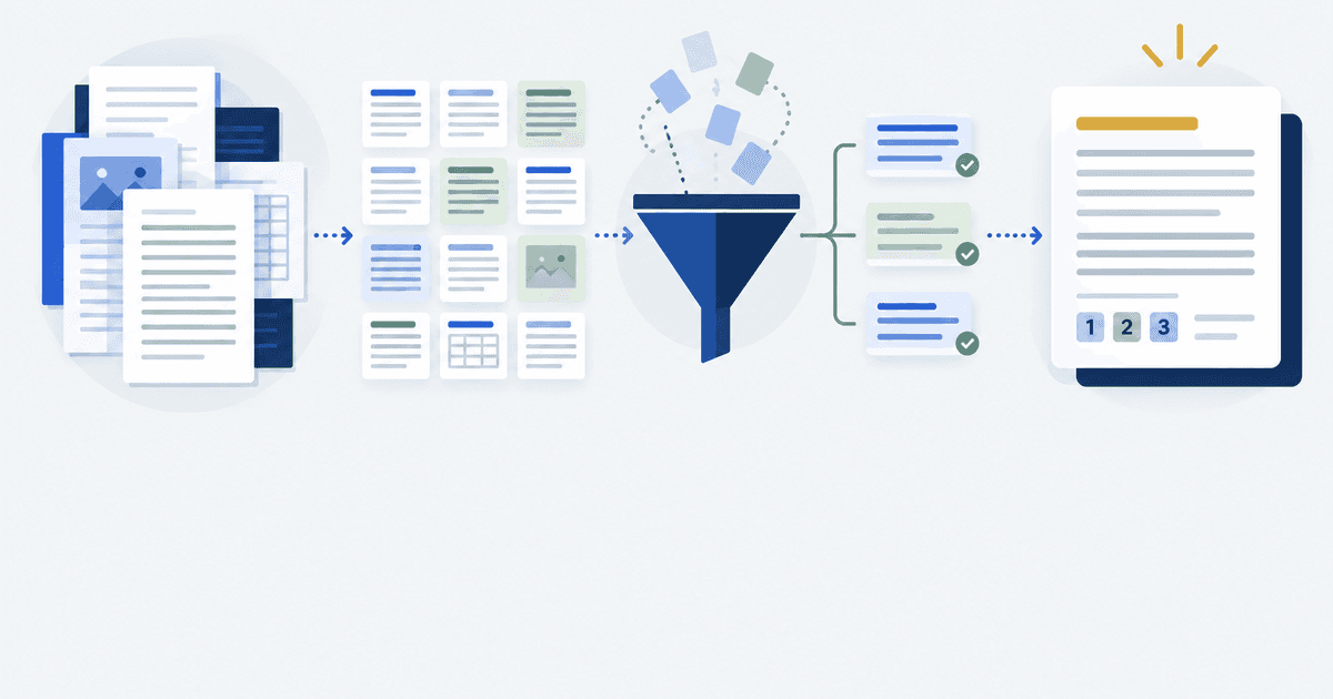 Editorial illustration of permitted evidence moving from approved source sheets through a highlighted passage into a grounded answer sheet.