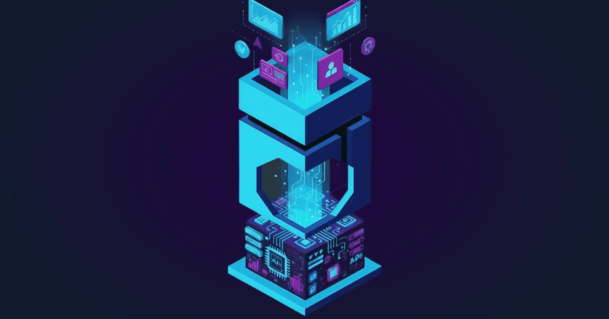 Isometric illustration of a white-label marketing engineering stack handling backend data integrations.