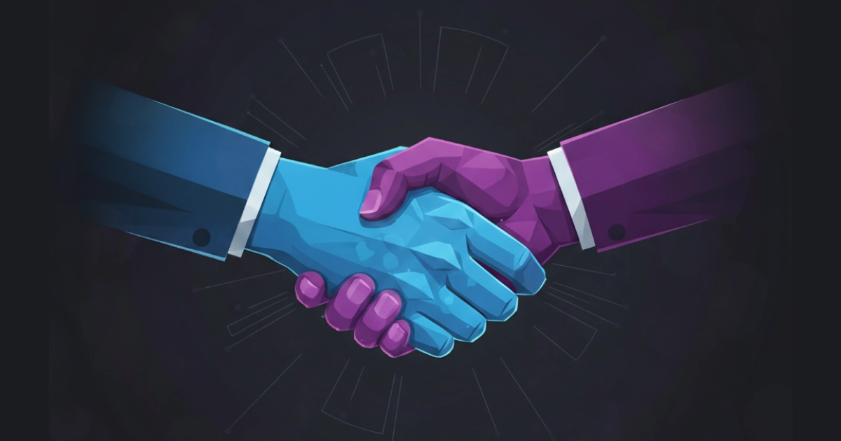 A handshake symbolizing a strong partnership between a client and a tech agency for a successful technical project.