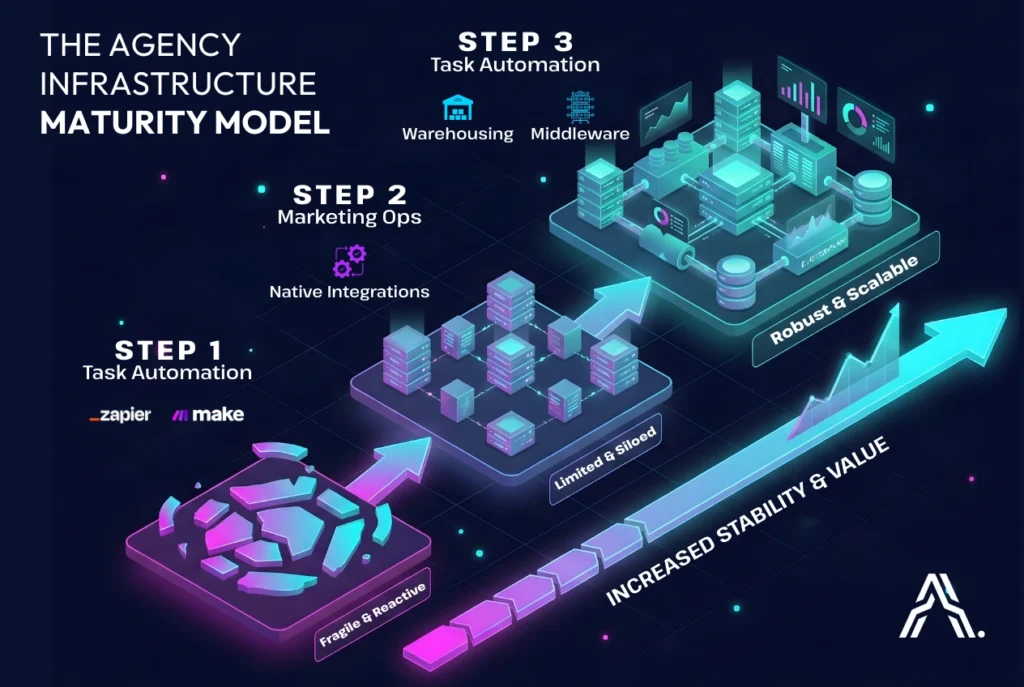 Comparison chart showing the hidden cost of manual agency operations versus the efficiency of white-label marketing engineering.